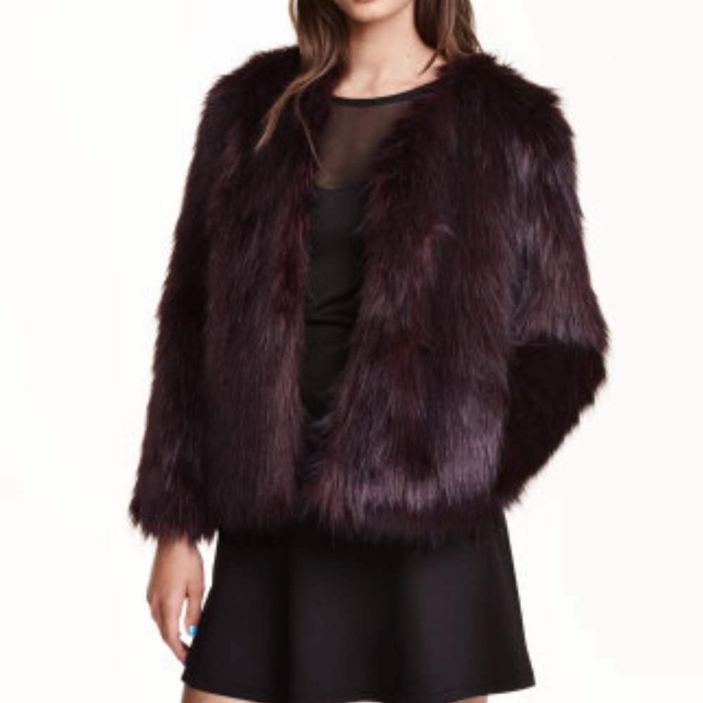 Faux Fur Coat Plum Purple
